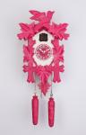 Quarz-Kuckucksuhr 32cm Fünflaub pink/weiß mit Musik 